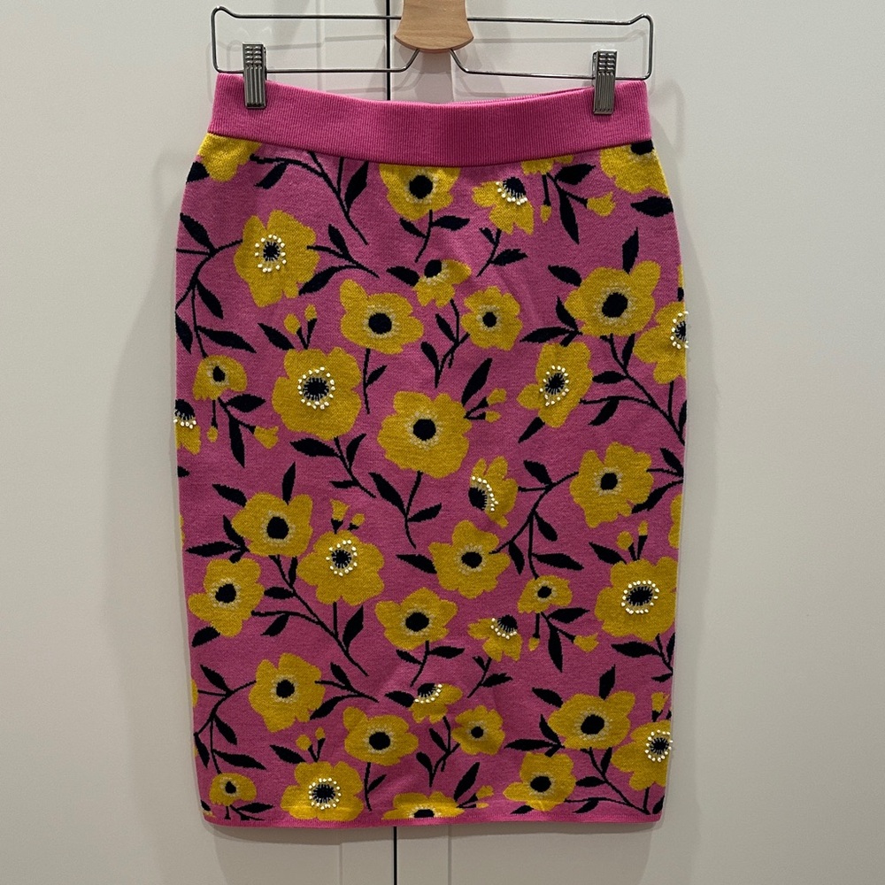 Kate Spade Pink and Yellow Floral Pencil Skirt